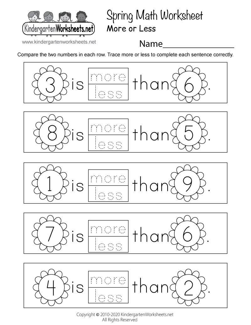 Printable Free Math Worksheets For Kindergarten
