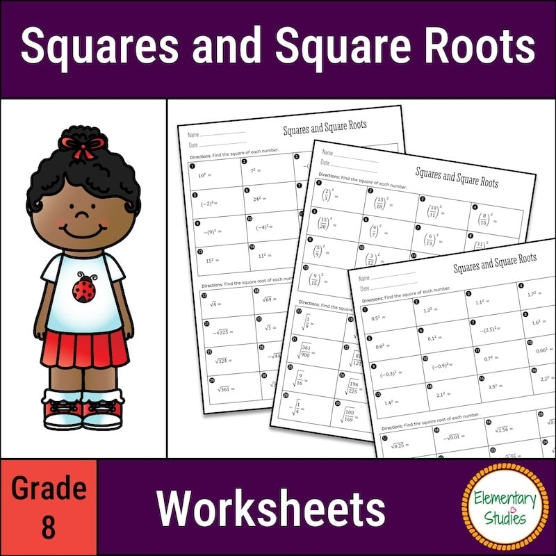 Square Roots Math Worksheets For