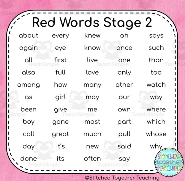 Stage 2 OG Red Word Worksheets Orton Gillingham Print And Go Sight Words Worksheets Library