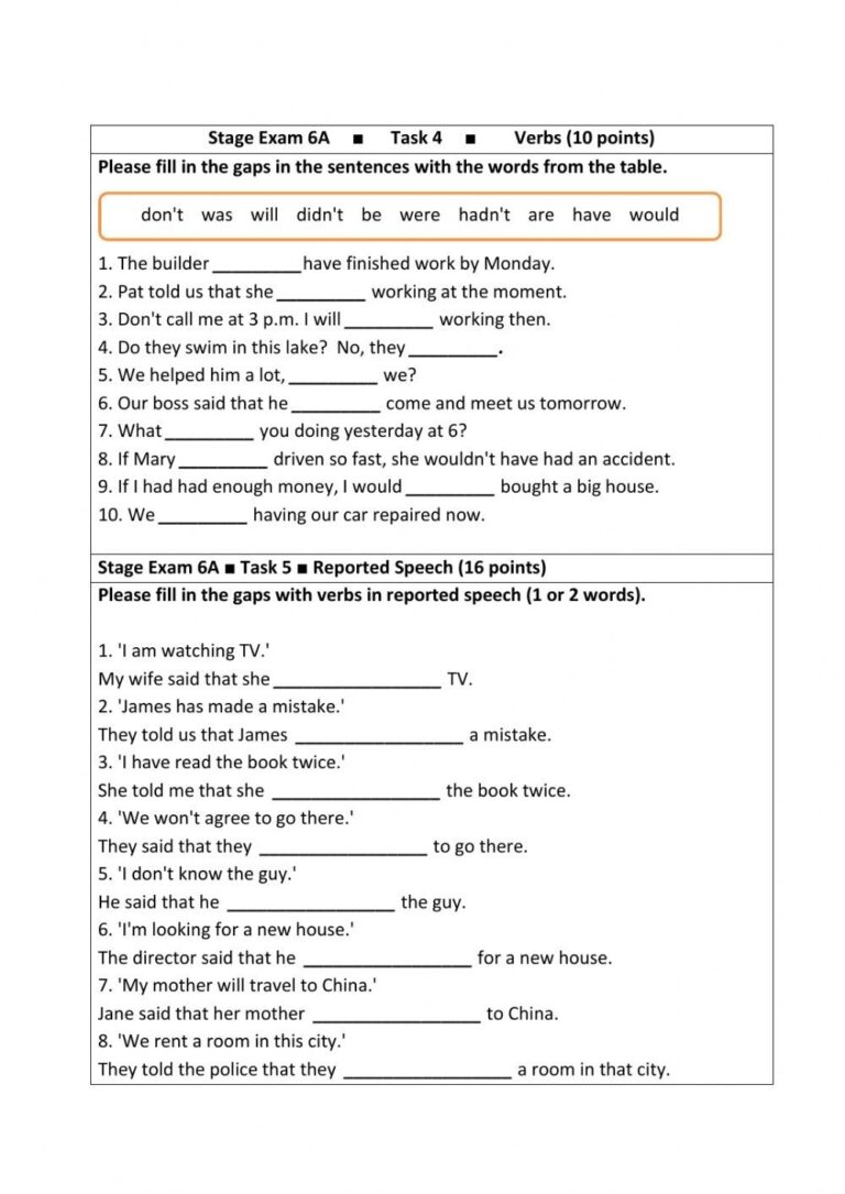 Stage 6 Grammar Exam Worksheet Grammar Worksheets English Worksheets Library