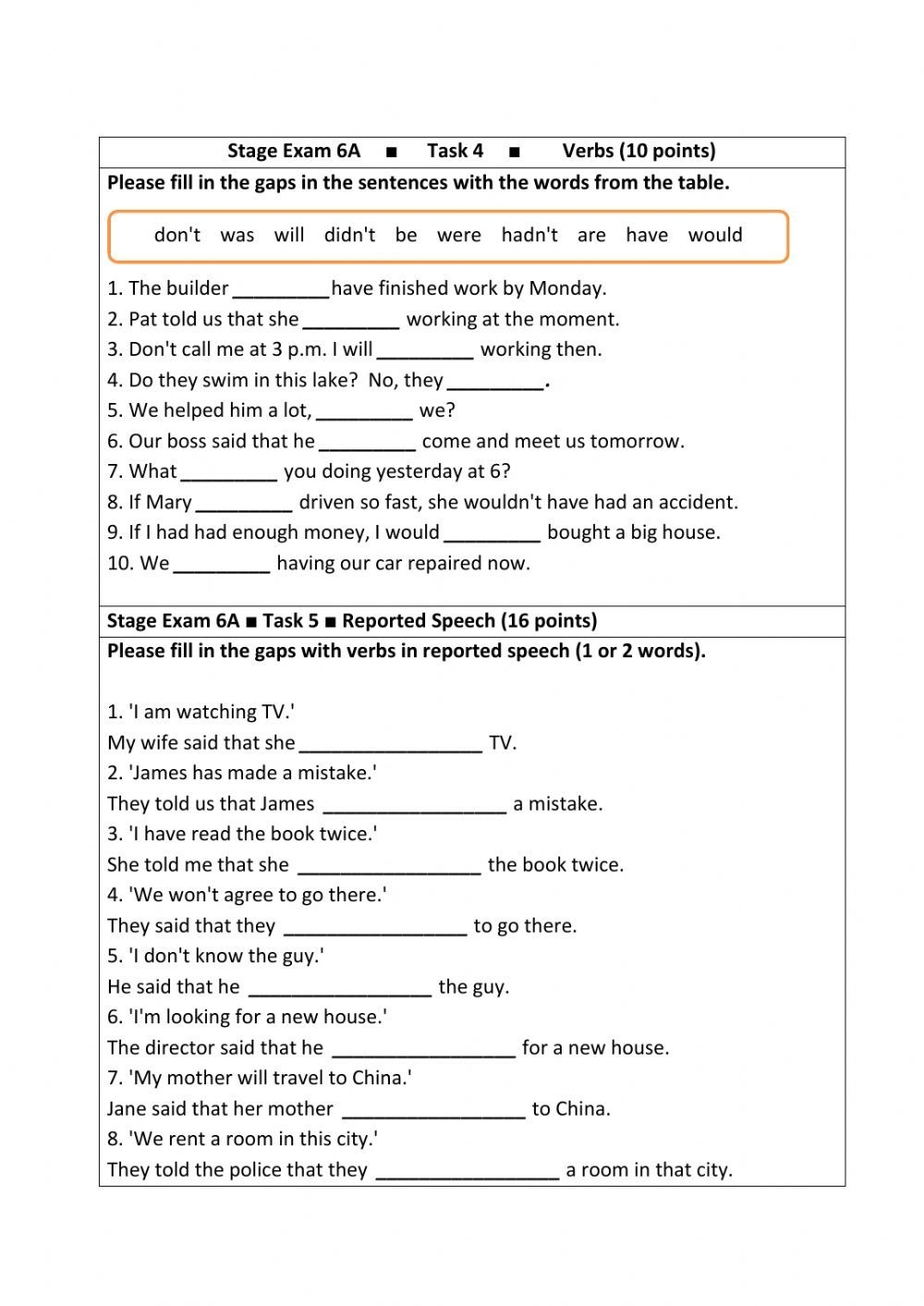 Stage 6 Grammar Exam Worksheet Grammar Worksheets English 