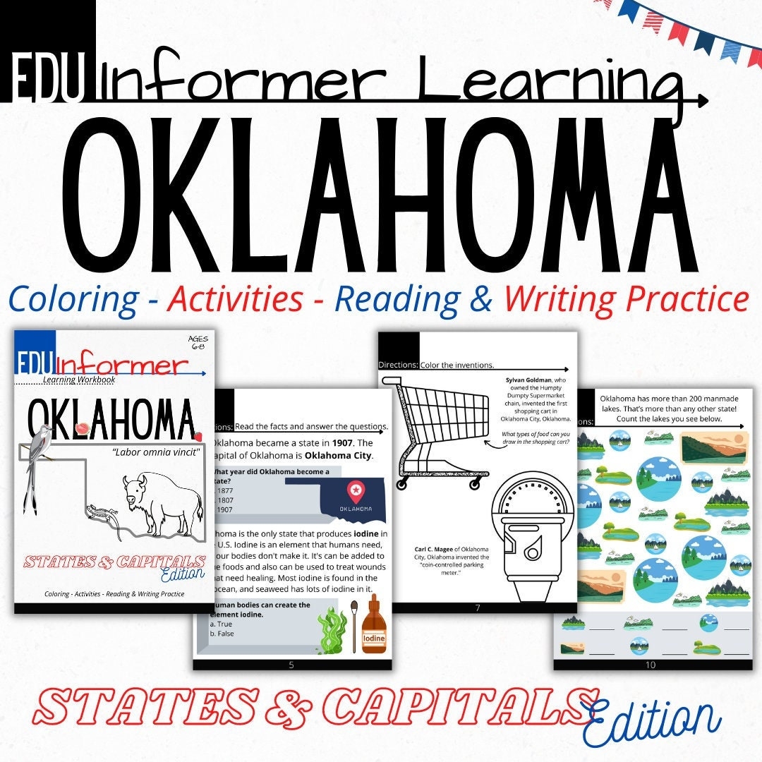 States And Capitals Series Oklahoma Workbook Printable And Digital Workbook Etsy States And Capitals Series Oklahoma Workbook Printable And Digital Workbook Etsy