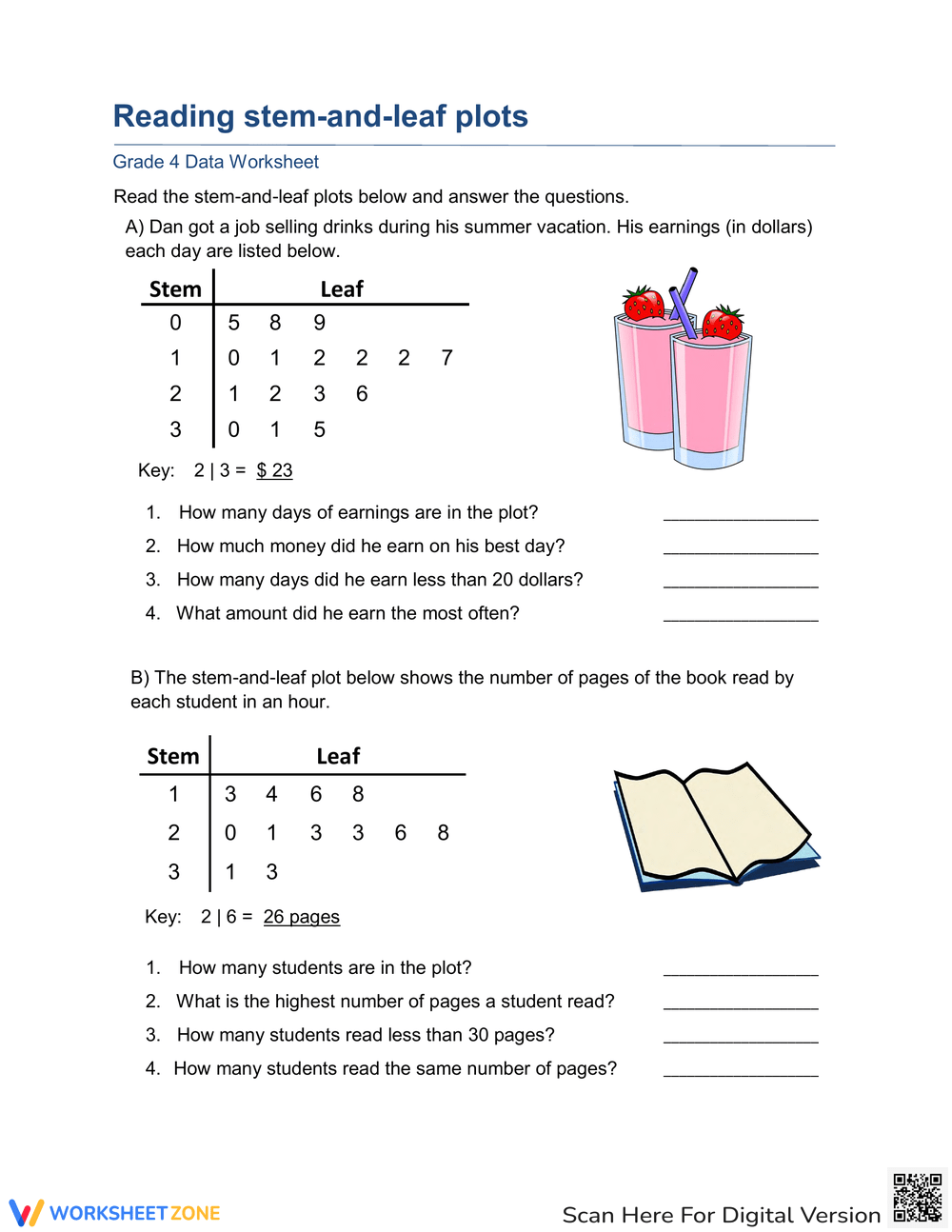Free Printable Stem And Leaf Worksheets