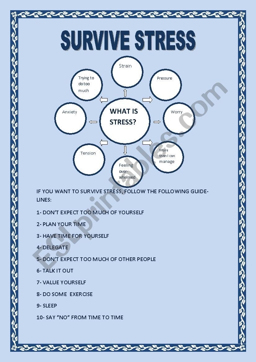 Free Printable Worksheets On Stress