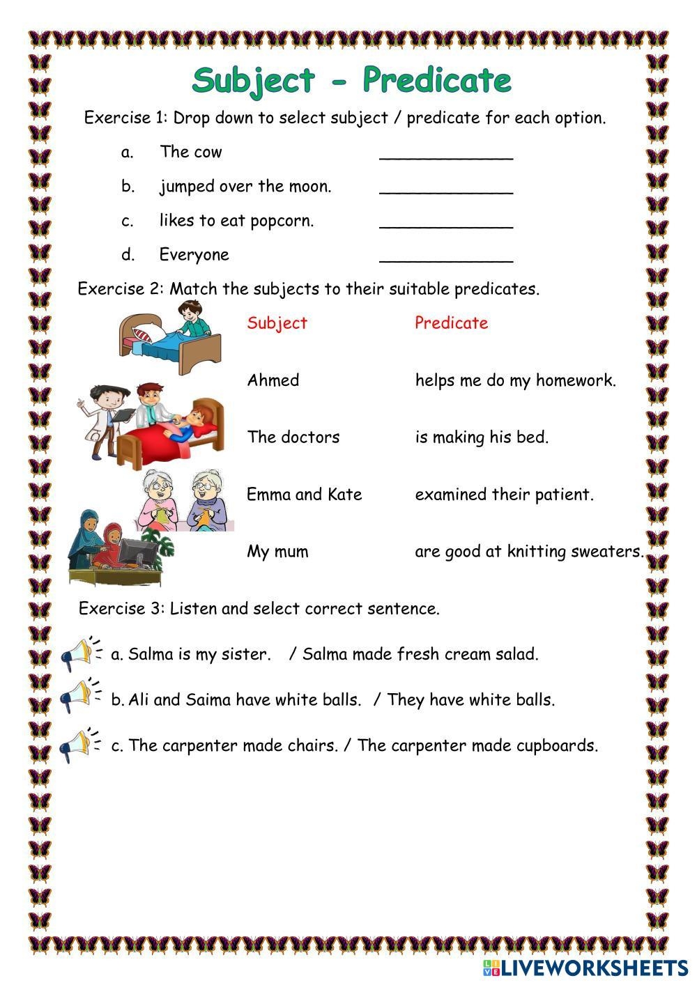 Subject And Predicate Free Activity Live Worksheets Worksheets Library Subject And Predicate Free Activity Live Worksheets Worksheets Library