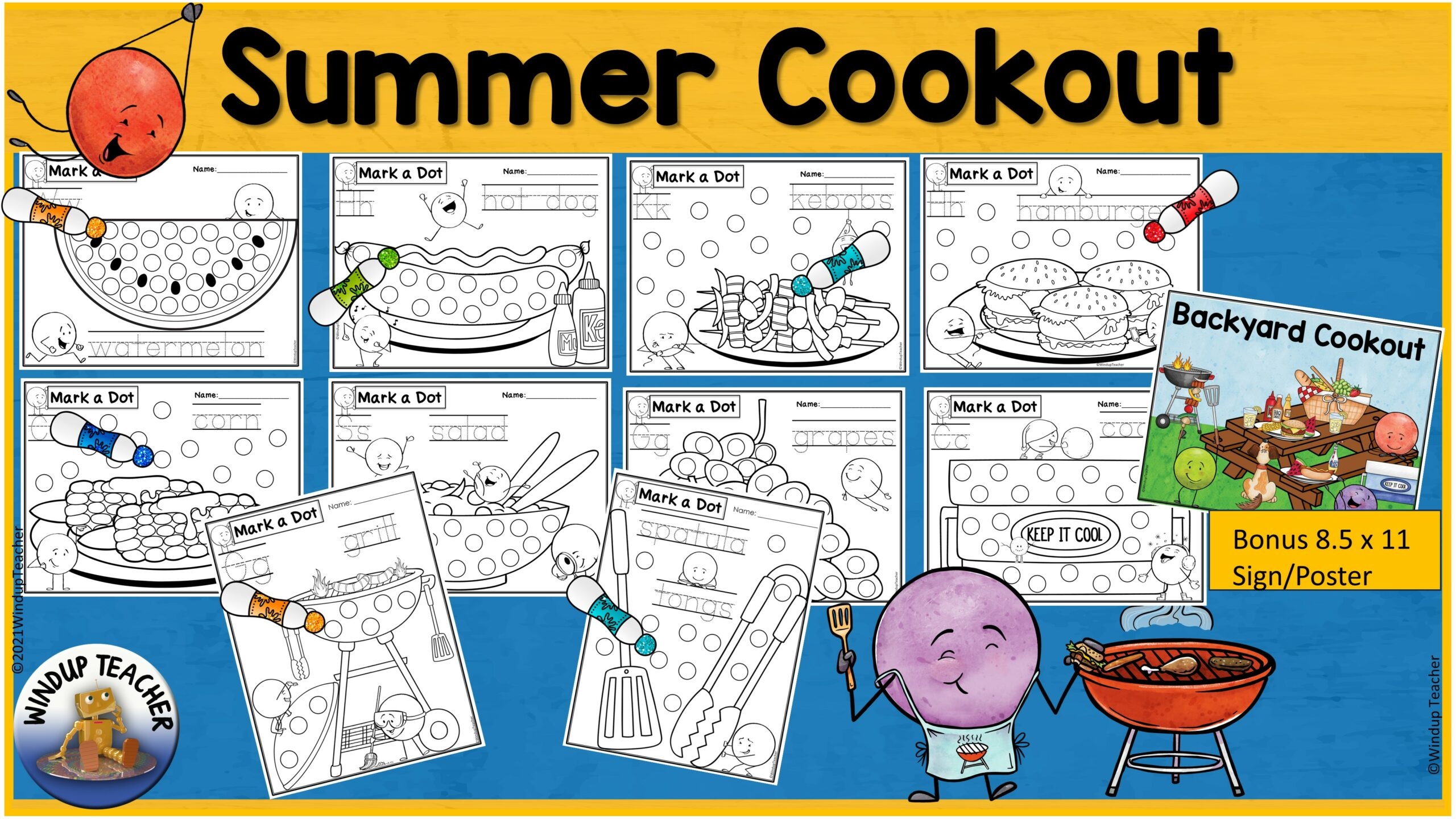 Summer Cookout Bingo Dot Dauber Worksheets Do A Dot Marker Printable Activity Classful
