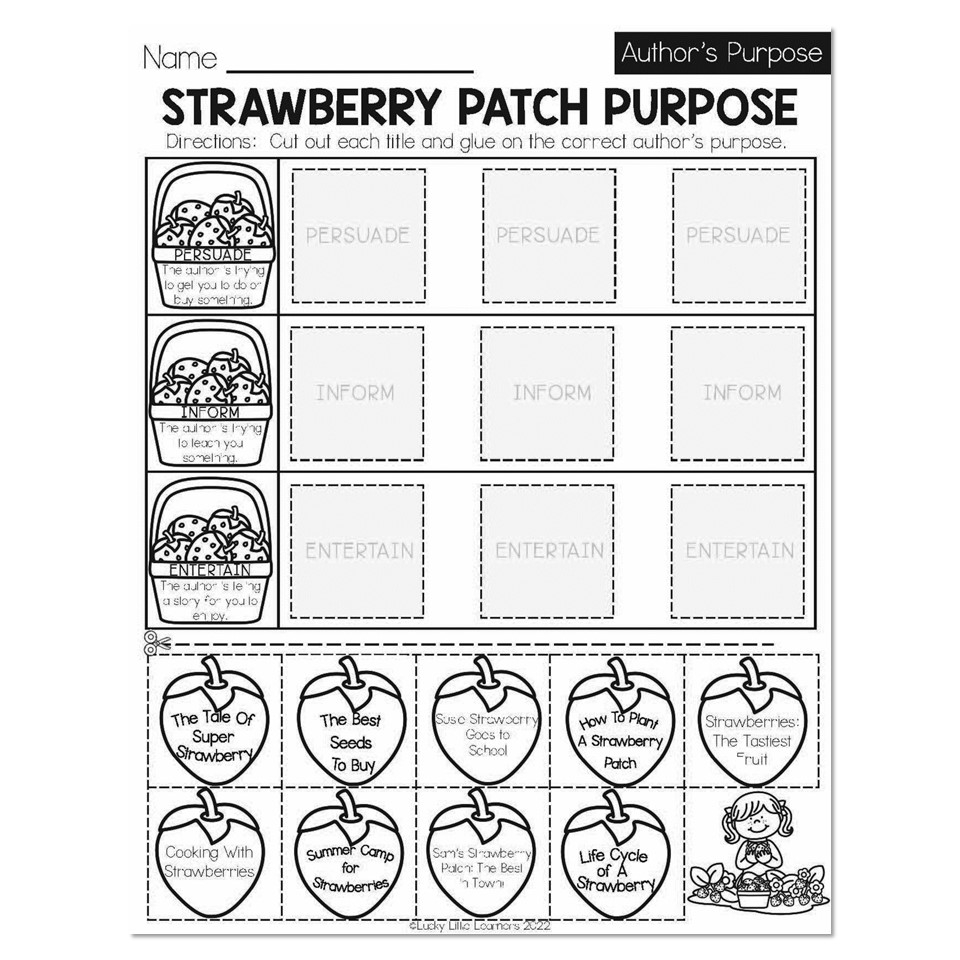 Summer Early Finishers 1st Grade ELA Author s Purpose 