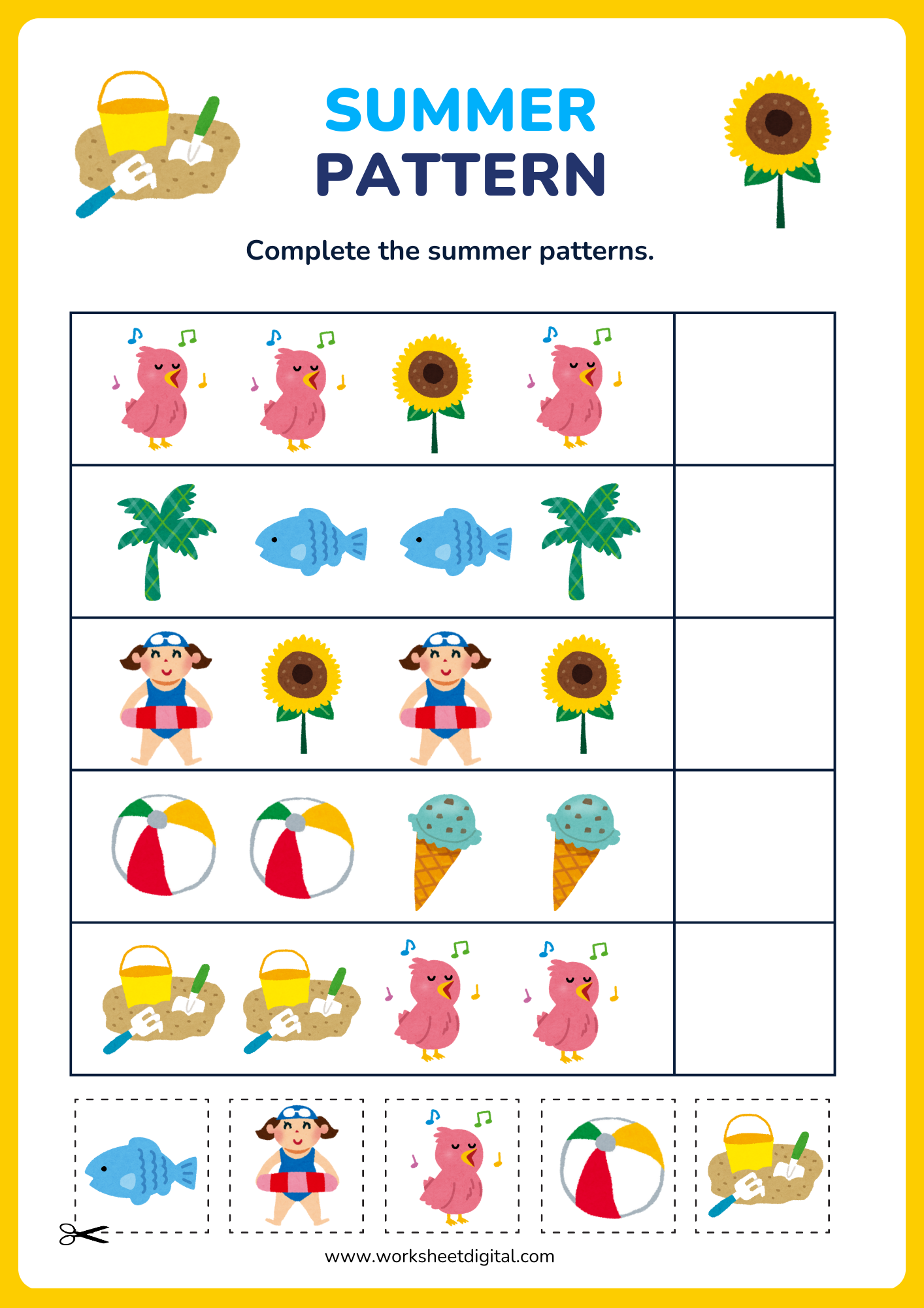 Summer Pattern Worksheet Digital 1 Teacher Made Resources Summer Pattern Worksheet Digital 1 Teacher Made Resources
