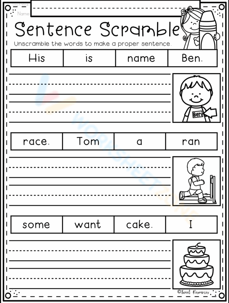 Summer Scrambled Sentences Center Their Sentence Worksheets Library
