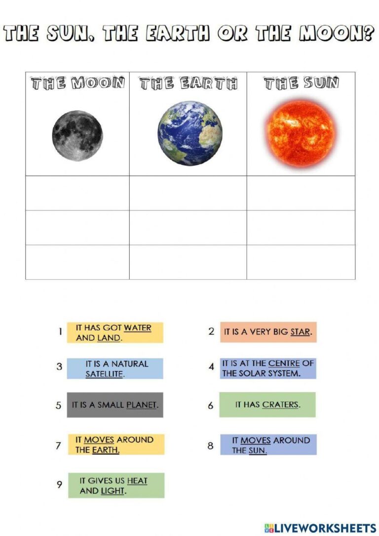 Sun Moon Or Earth Worksheet Live Worksheets Worksheets Library