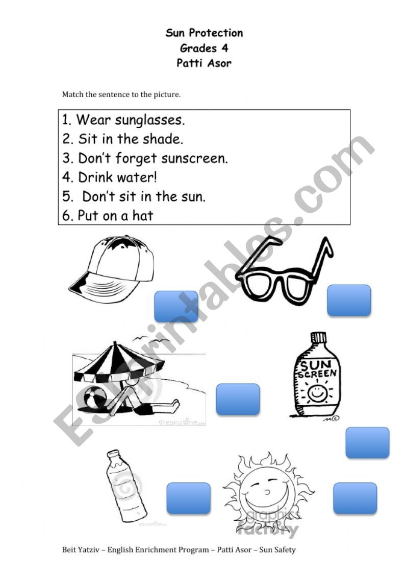 Sun Protection ESL Worksheet By Pattiasor Worksheets Library