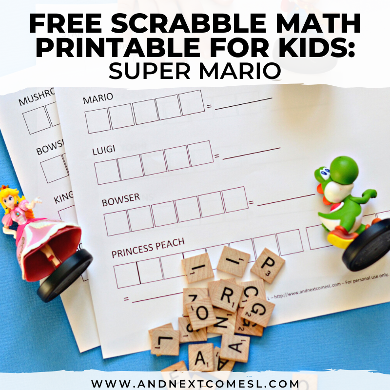 Super Mario Themed Scrabble Math Free Printable And Next Comes 