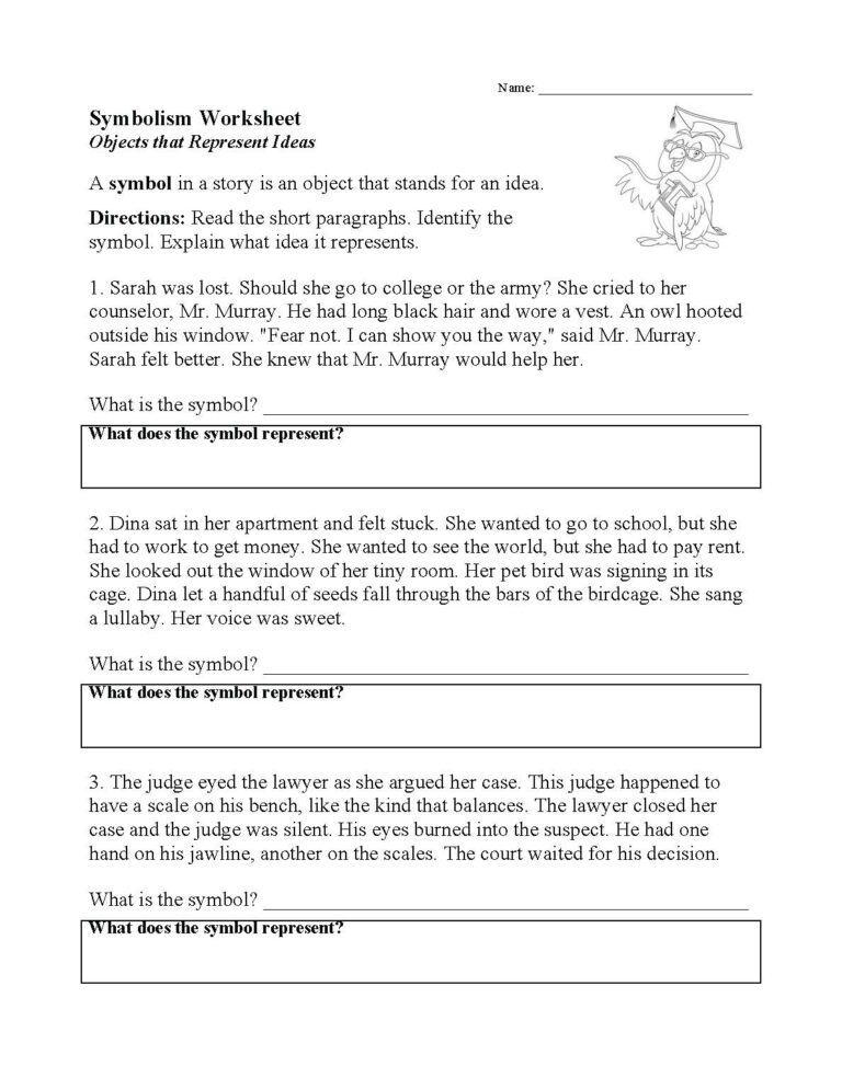 Symbolism Worksheet Literary Techniques Activity