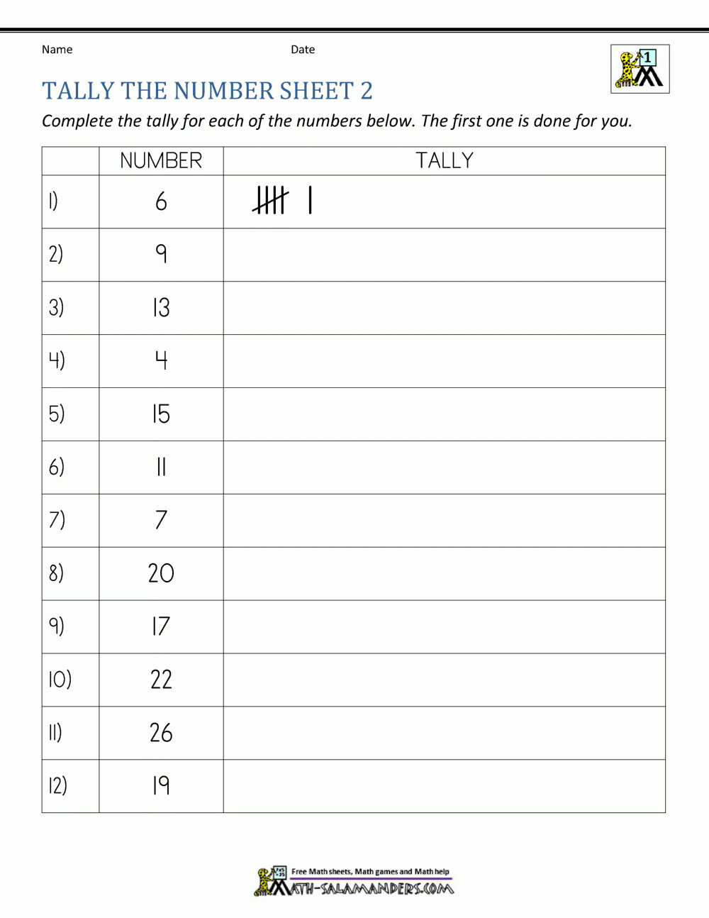 Tally Chart Worksheets
