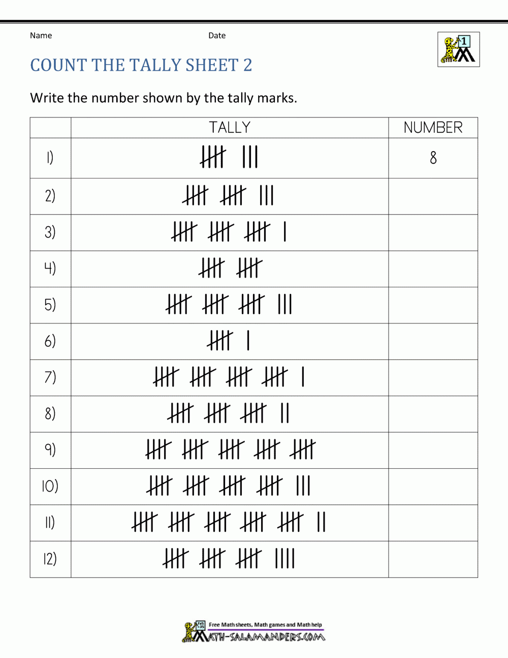 Tally Chart Worksheets