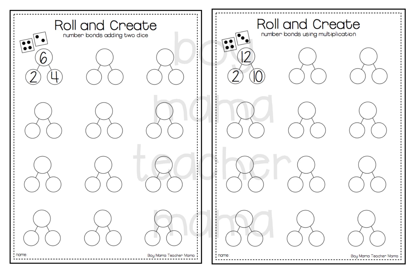 Teacher Mama FREE Roll And Create Number Bonds Printable After School Linky Boy Mama Teacher Mama
