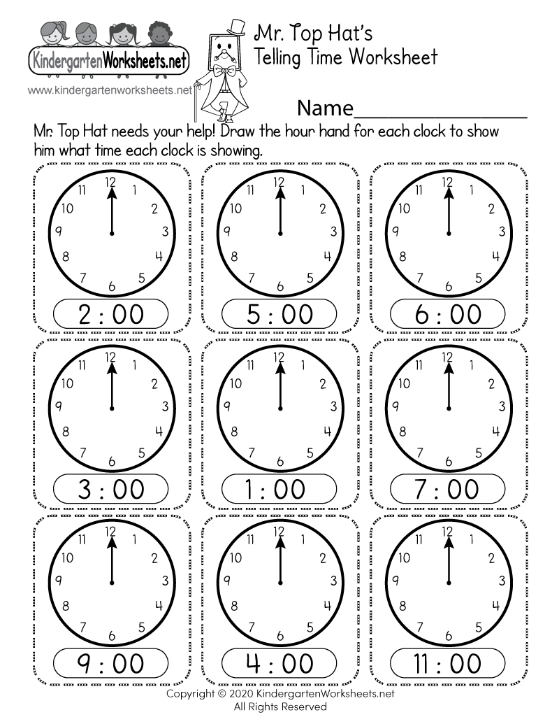 Telling Time Free Printable Worksheets