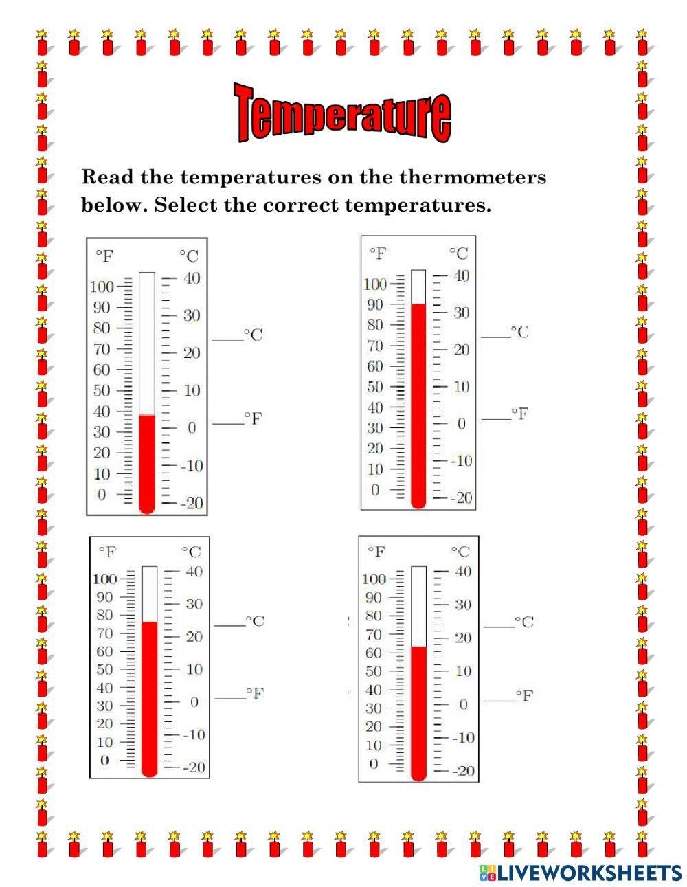 Free Printable Reading Temperature Worksheets