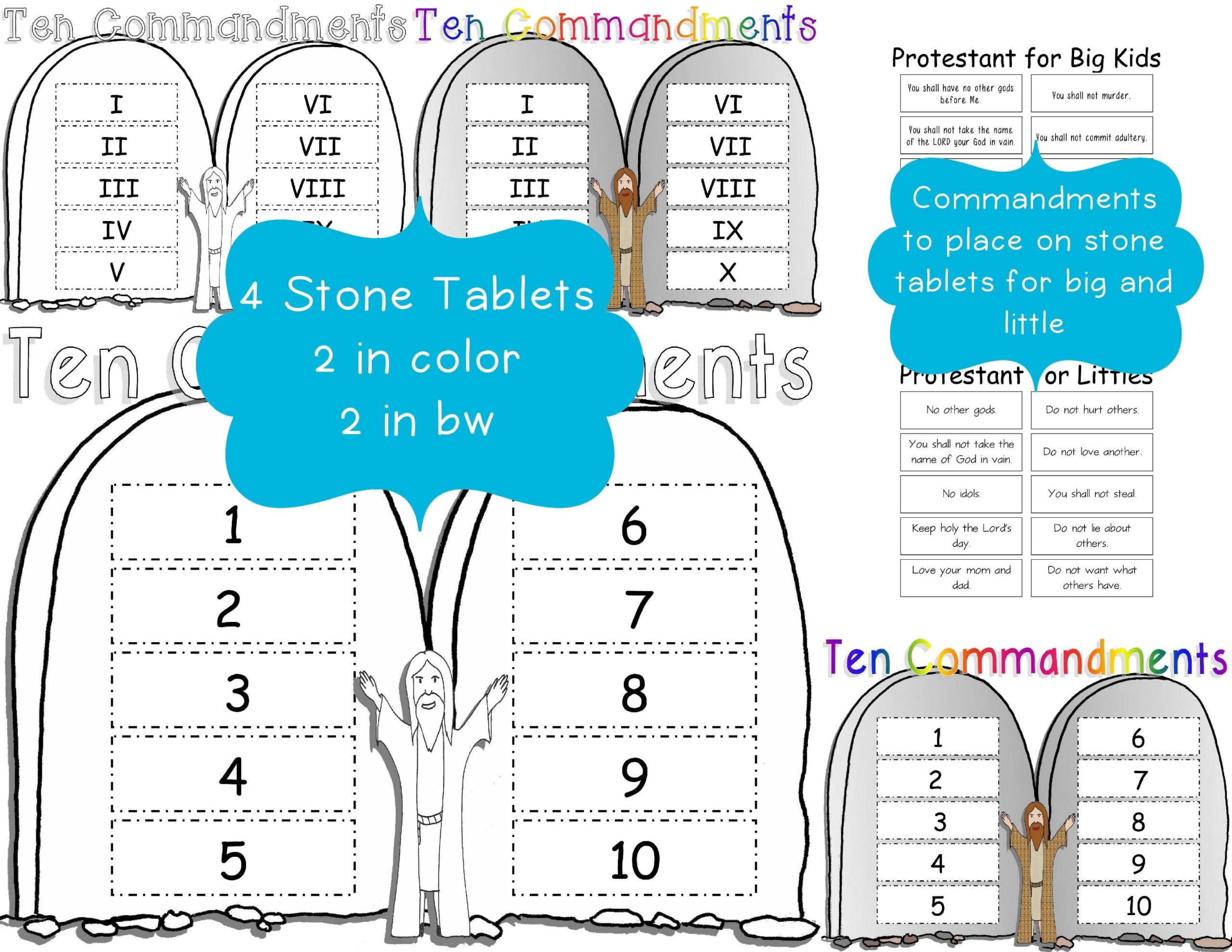 Ten Commandments Cut U0026 Paste Worksheets For Kids Catholic Teacher Professional Development