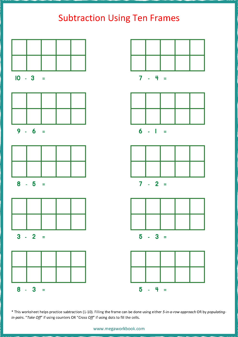Ten Frame Worksheets Ten Frames 10 Frames Counting Addition 
