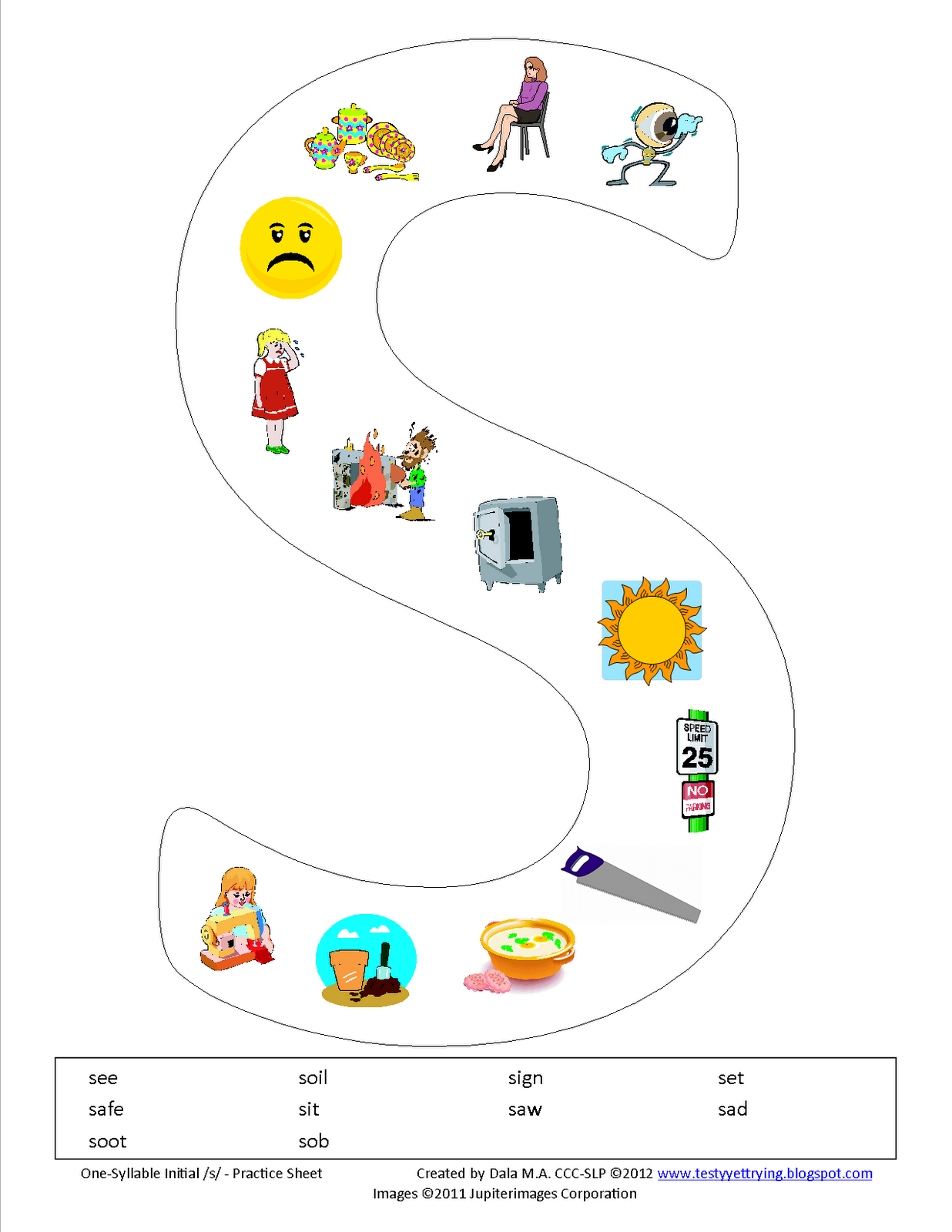Testy Yet Trying One Syllable Initial S Printable Worksheet