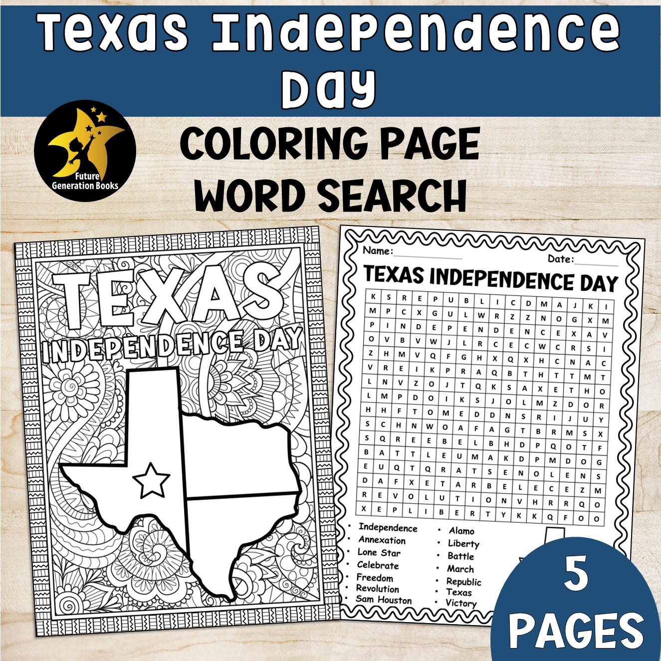 Texas Independence Day Activities 2nd Grade Word Search Coloring 