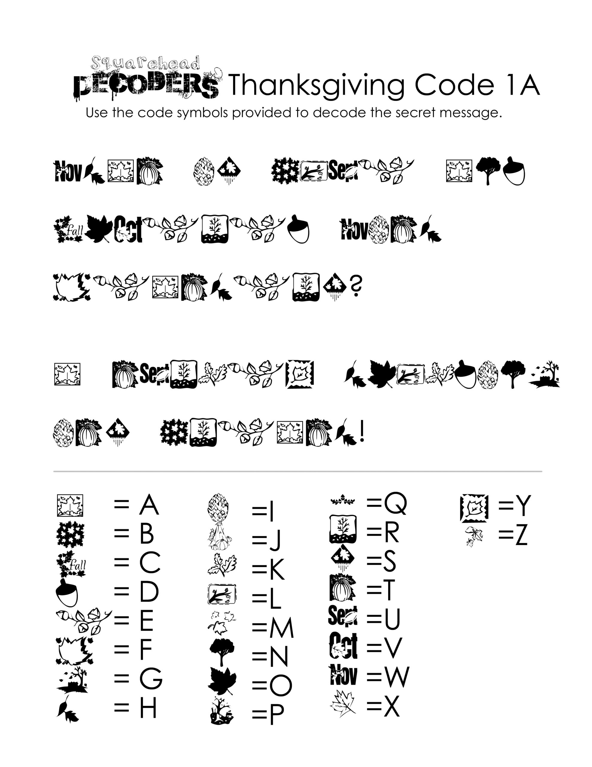 Thanksgiving Decoding Worksheets free Squarehead Teachers Worksheets Library