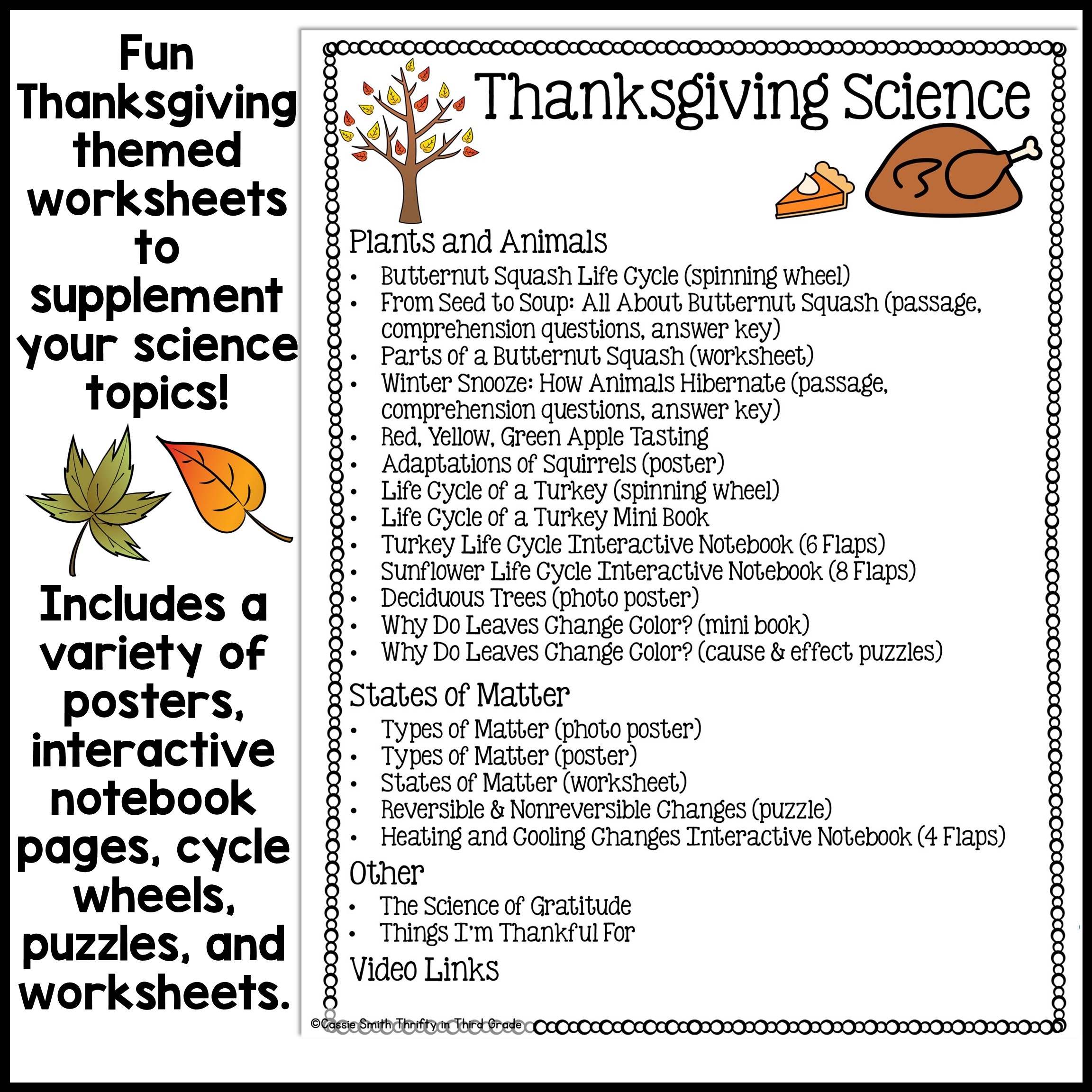 Thanksgiving Science Worksheets No Prep Acitivities Thrifty In 
