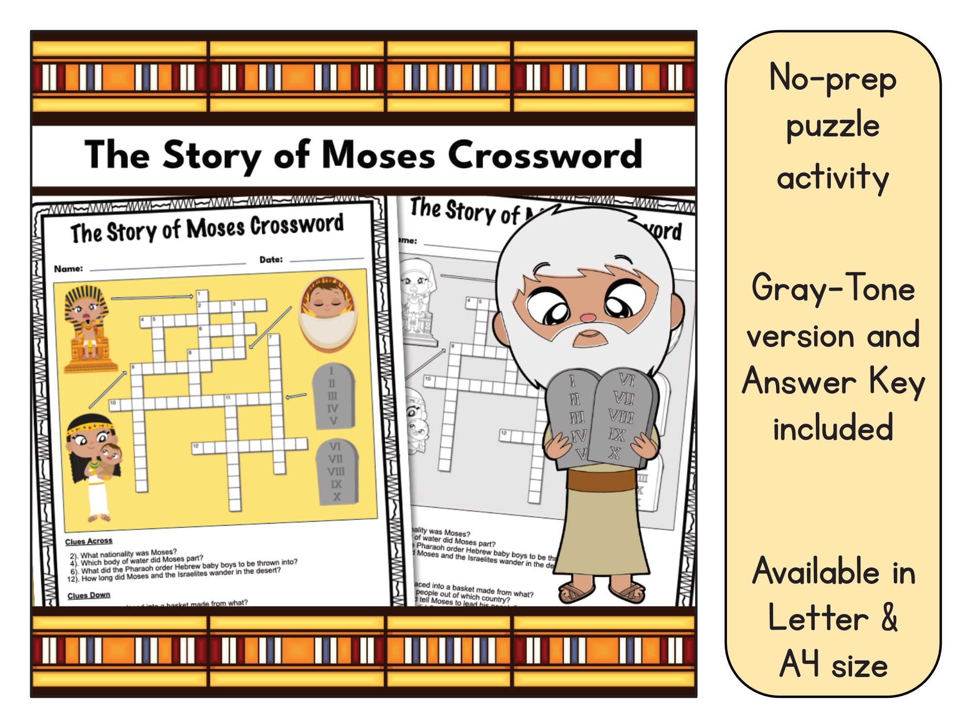 The Story Of Moses Crossword Puzzle Printable Made By Teachers The Story Of Moses Crossword Puzzle Printable Made By Teachers