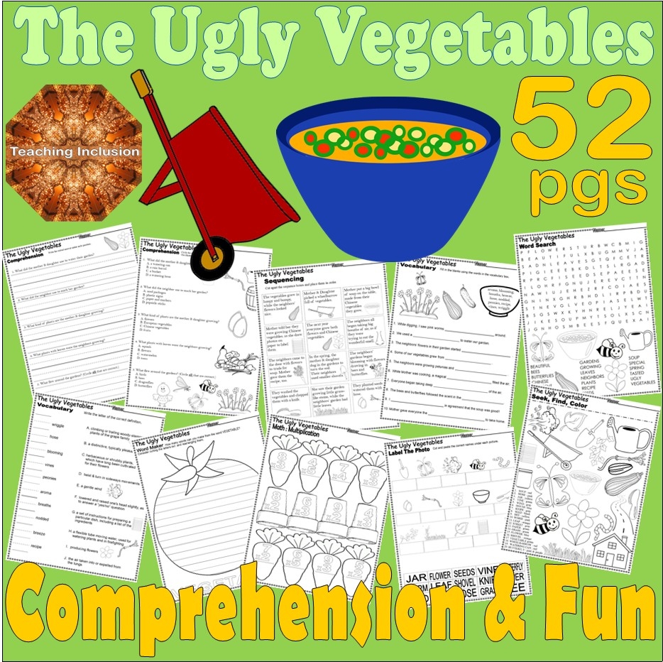 The Ugly Vegetables Read Aloud Reading Comprehension Book Companion ELA SPRING Worksheets