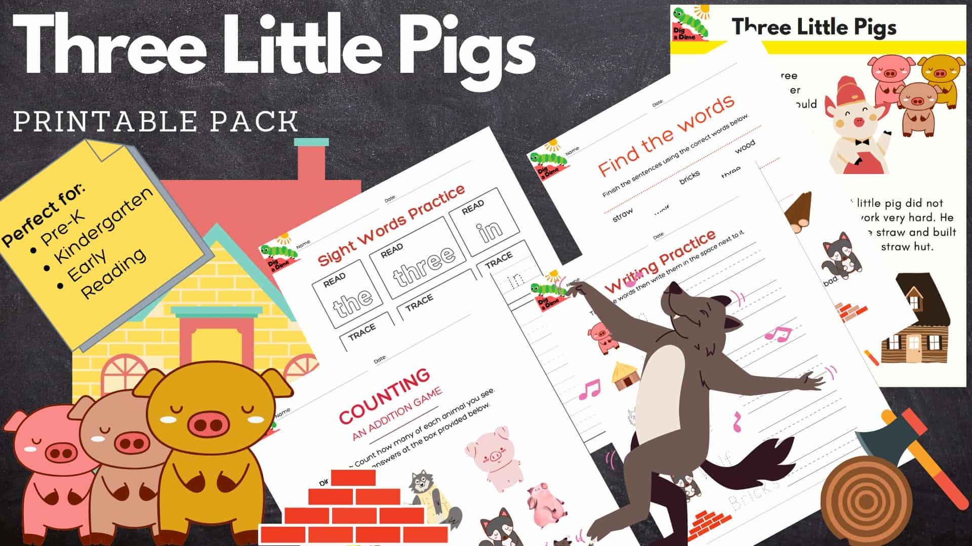 Three Little Pigs Story Pack Free Printables Early Reading Pre K Kindergarten 