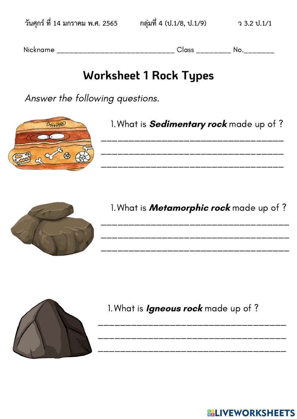 Three Types Of Rock Worksheet Live Worksheets Worksheets Library