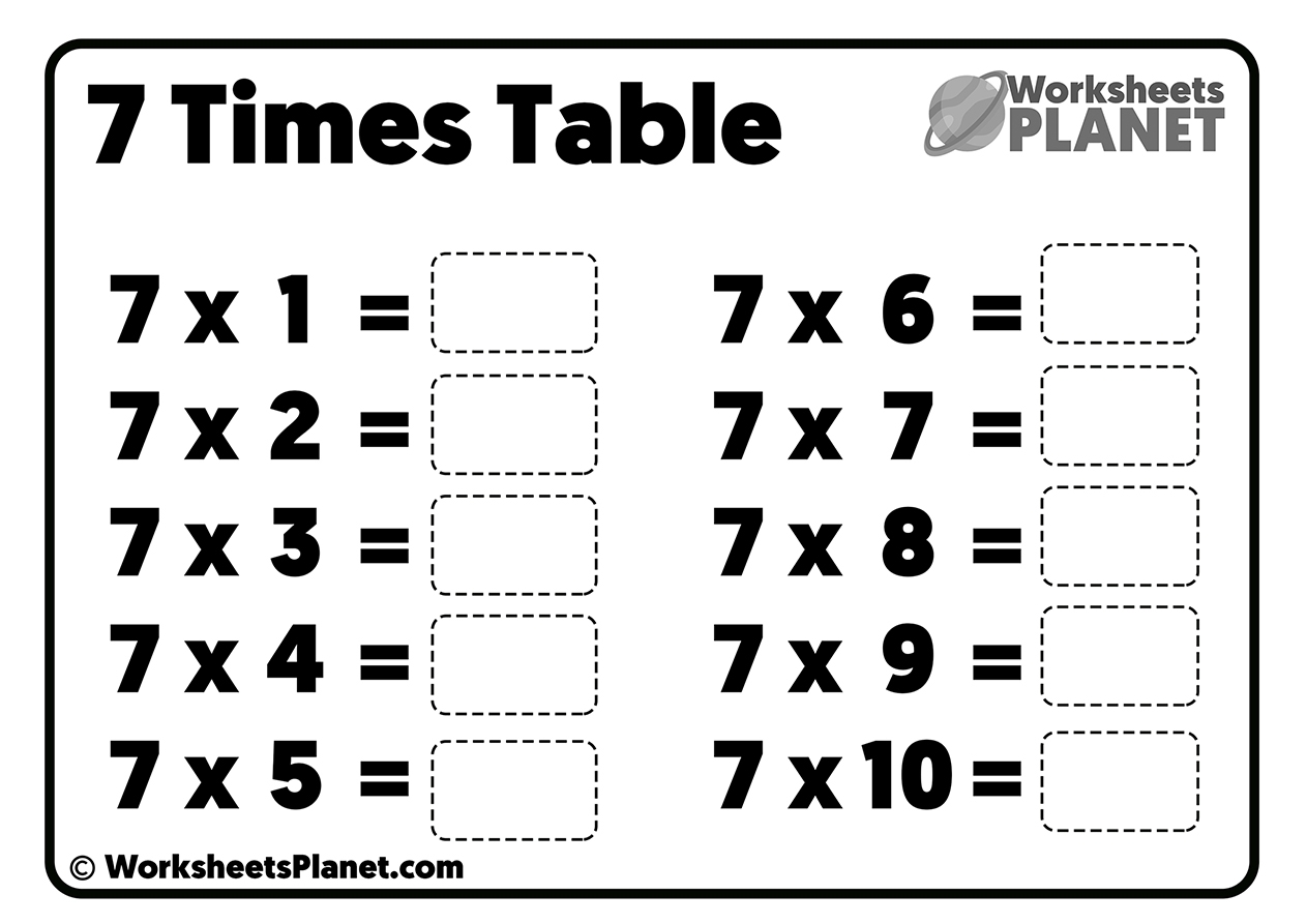 Free Printable 7 Times Table Worksheets Free Printable 7 Times Table Worksheets