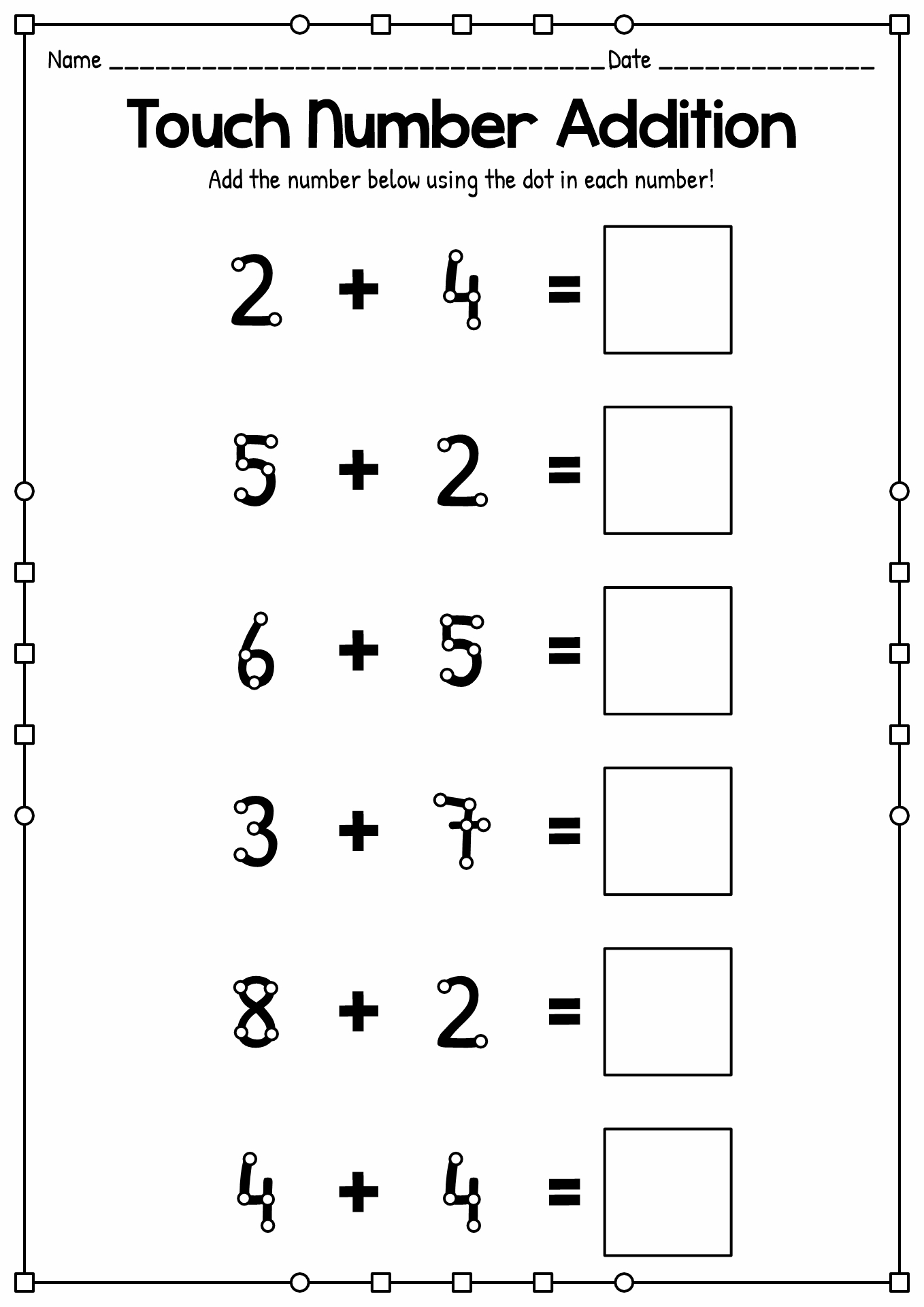 Touch Math Addition Sheet TPT Worksheets Library