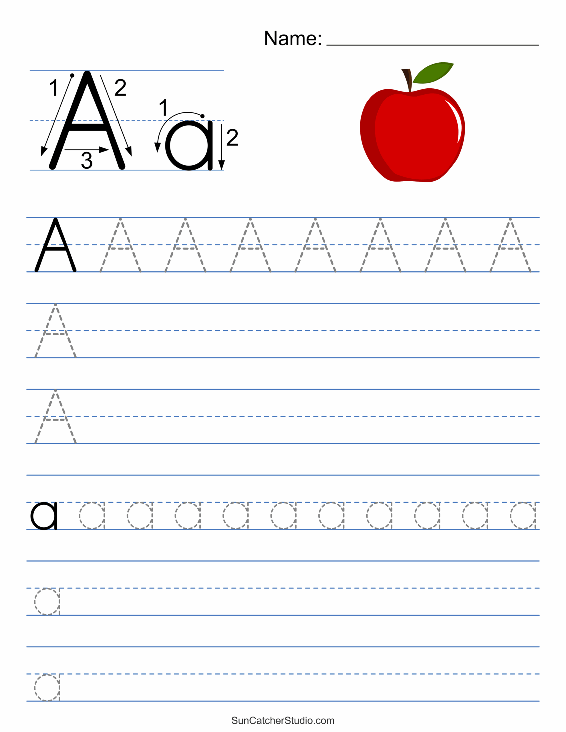 Free Printable Letter Aa Worksheet