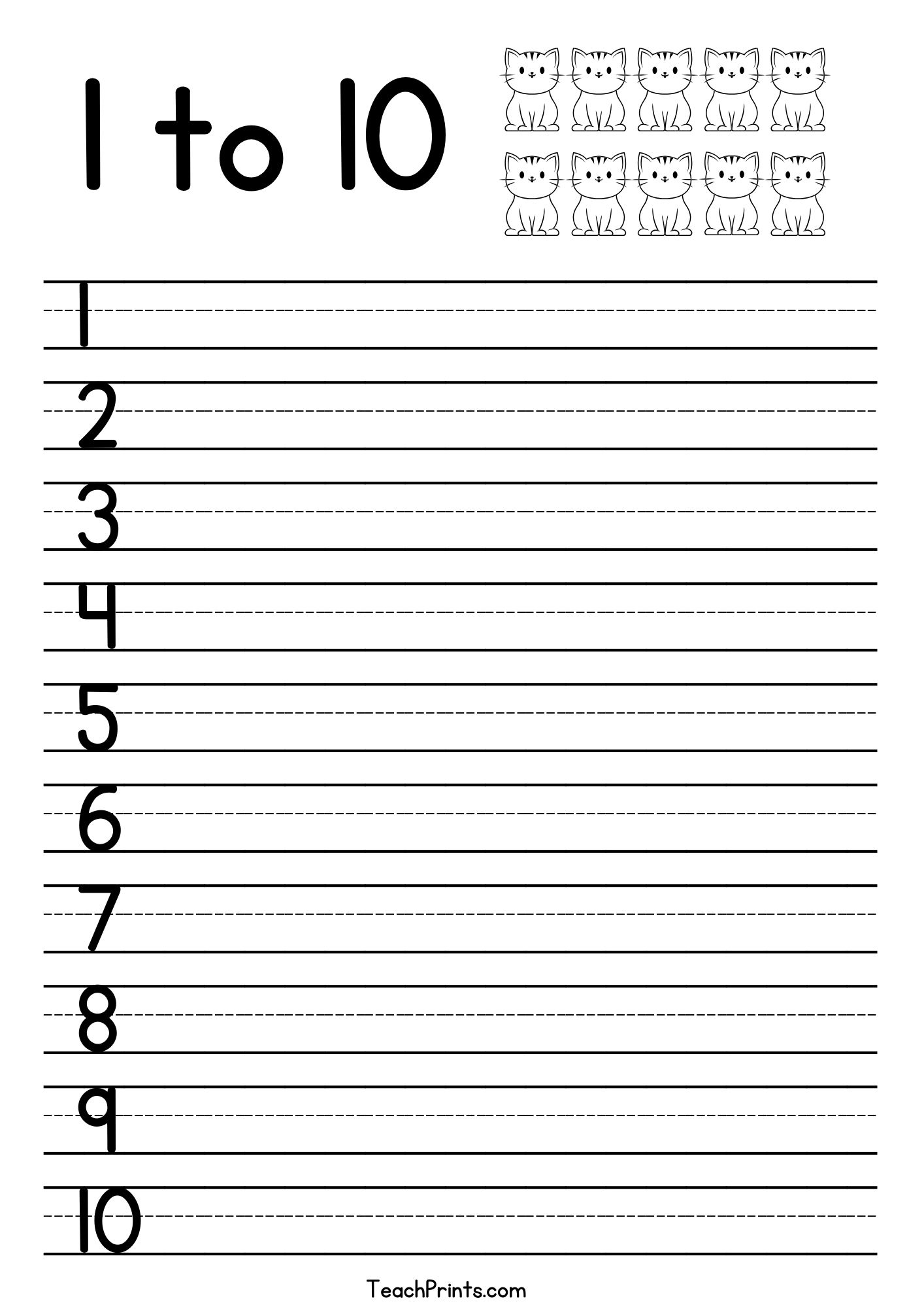 Tracing Numbers 1 10 Worksheets Free Printable Pdfs Teach Prints