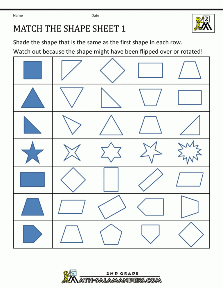 Transformation Geometry Worksheets 2nd Grade