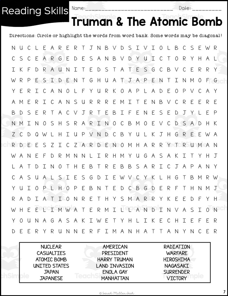 Truman The Atomic Bomb Reading Packet By Teach Simple Truman The Atomic Bomb Reading Packet By Teach Simple