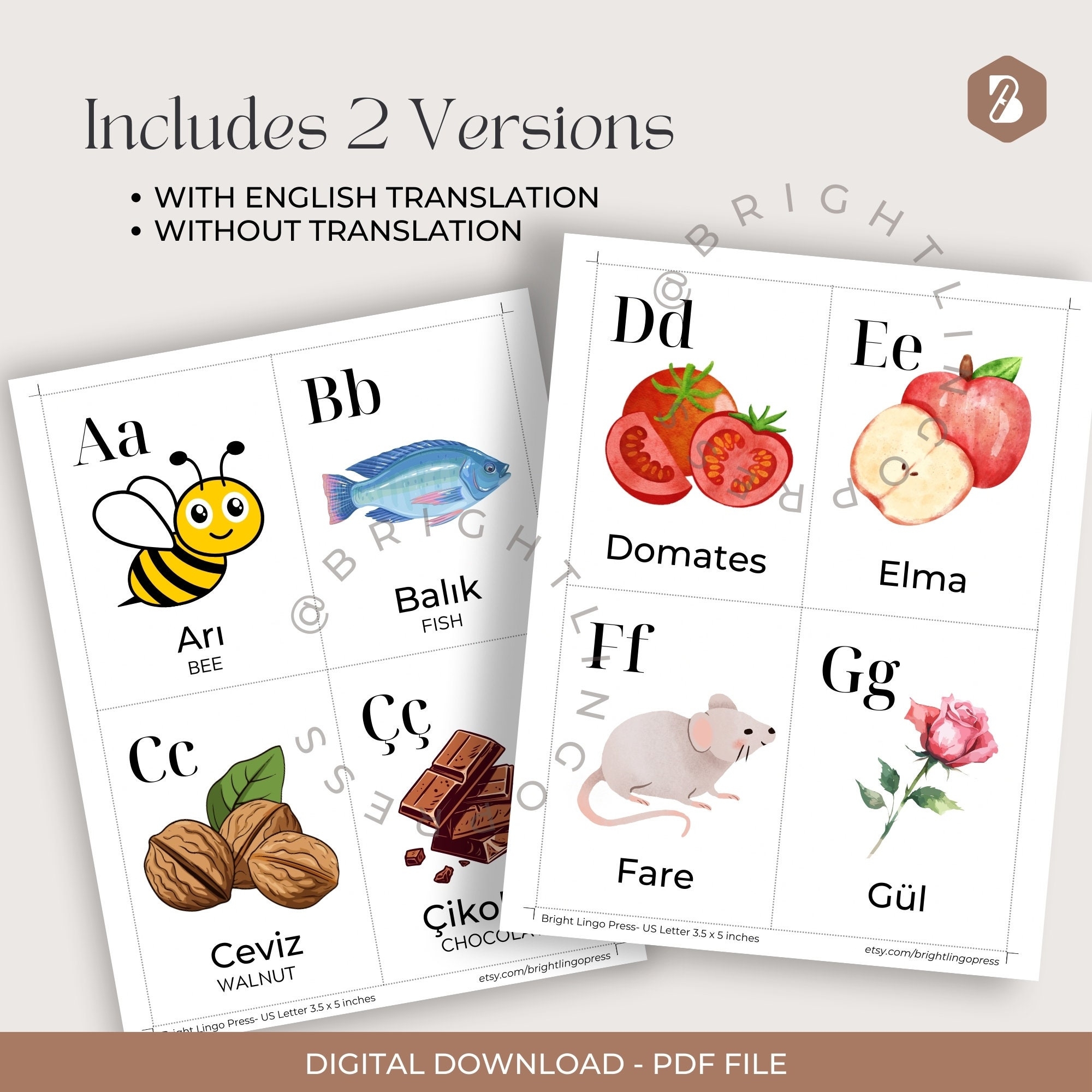 Turkish Alphabet 29 Cards Flashcards Turkish Flashcards Alphabets With English Translation Bilingual Nomenclature Flashcards For Kids Etsy