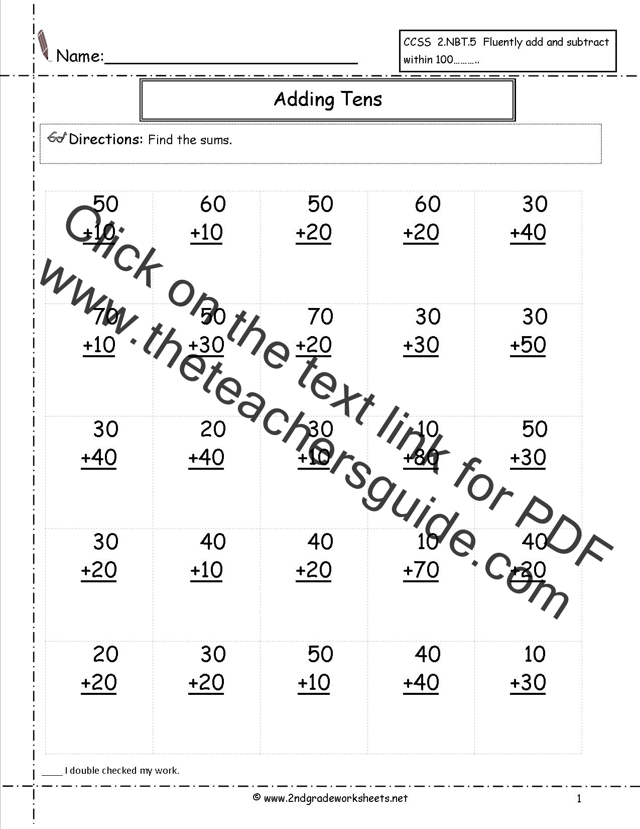 Free Printable Addition Worksheets Adding Tens Free Printable Addition Worksheets Adding Tens