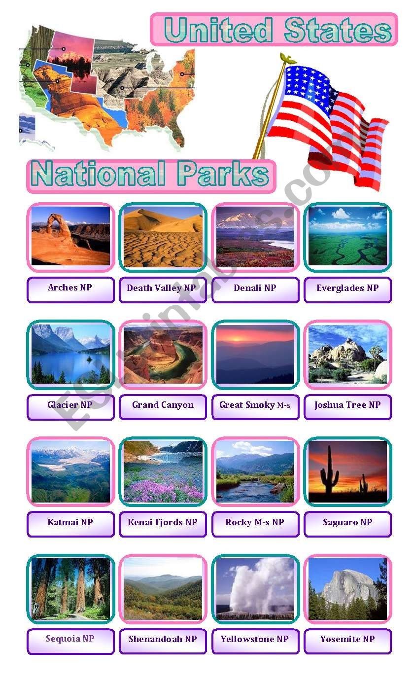 U S National Parks ESL Worksheet By Diana561 U S National Parks ESL Worksheet By Diana561