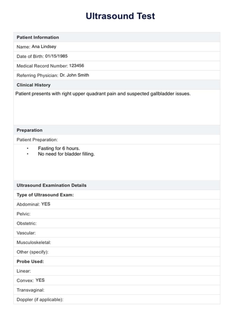 Ultrasound Test U0026 Example Free PDF Download