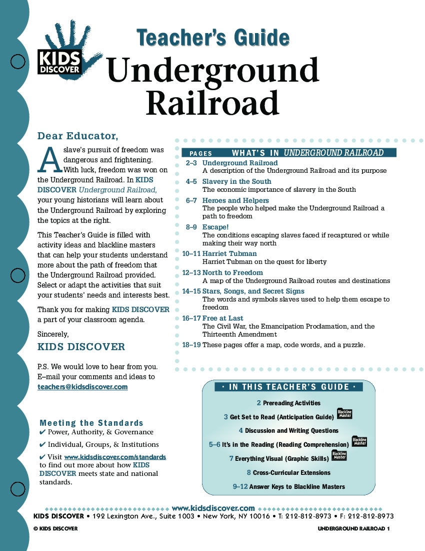 Free Printable Underground Railroad Worksheets