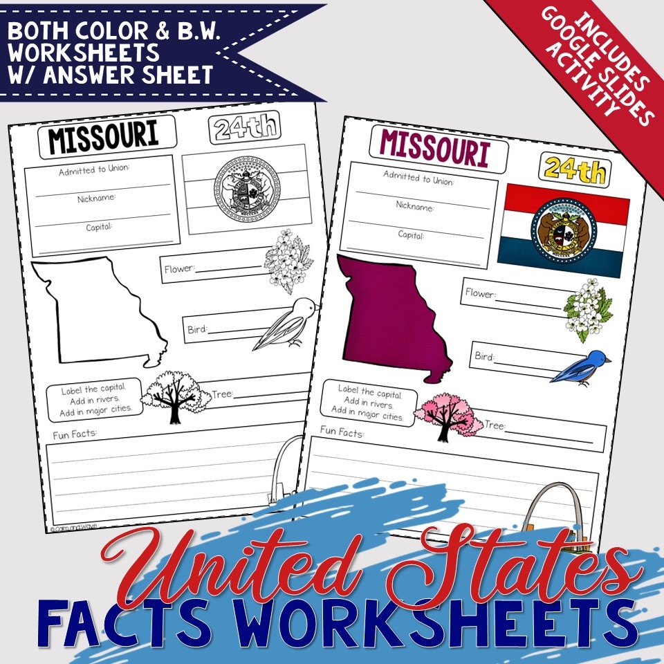 United States Facts Worksheets And Printables Homeschool 