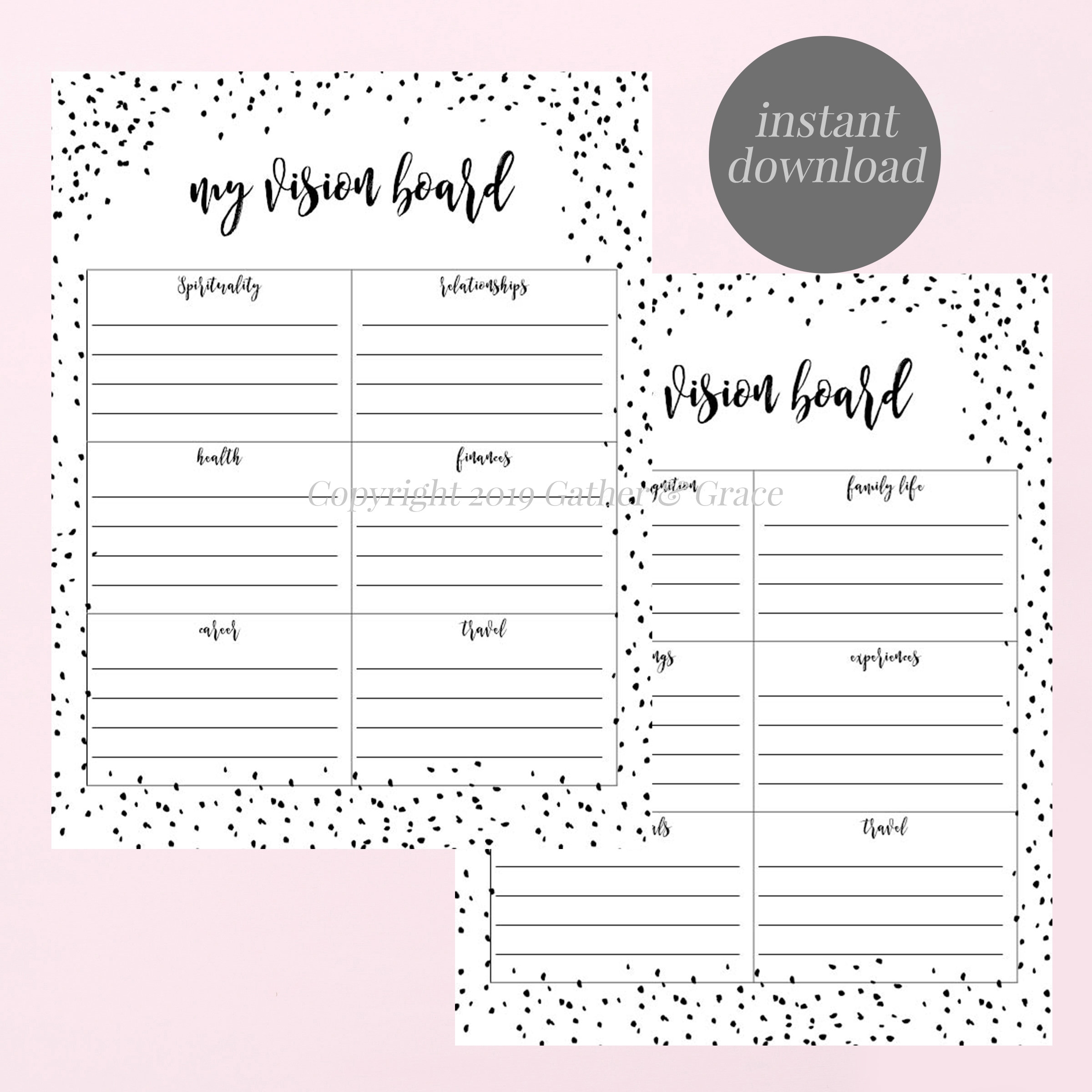 Vision Board Template Vision Board List Vision Board Worksheet Manifestation Law Of Attraction Visualization List Mindset Etsy