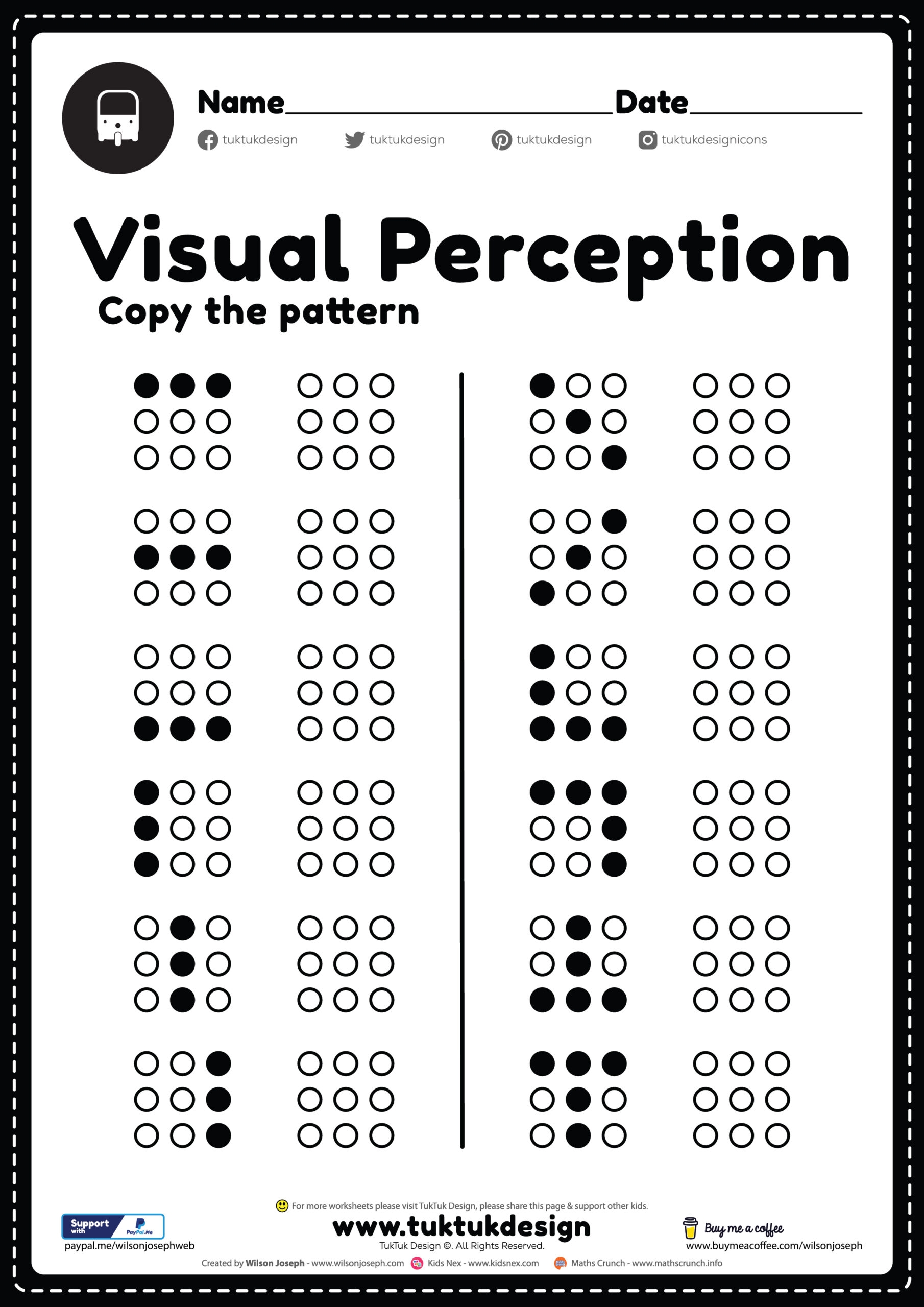 Free Printable Worksheets Depth Perception
