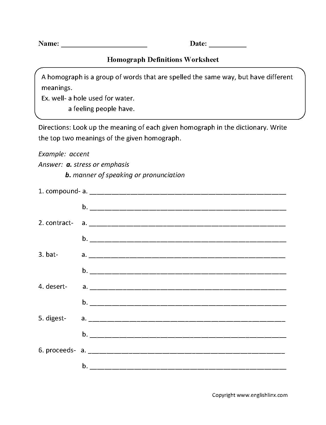 Vocabulary Worksheets Homograph Worksheets