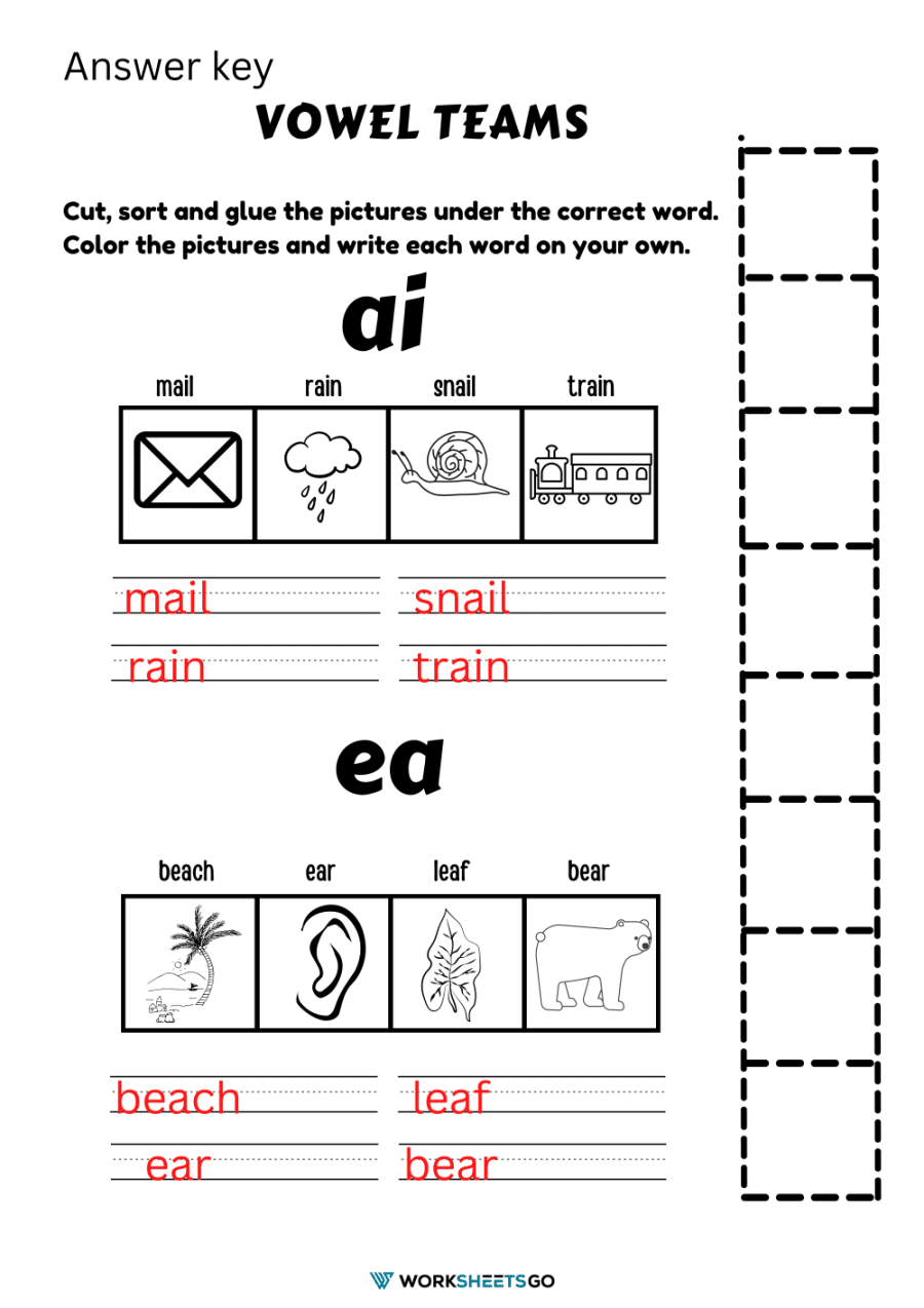 Vowel Team Worksheets WorksheetsGO