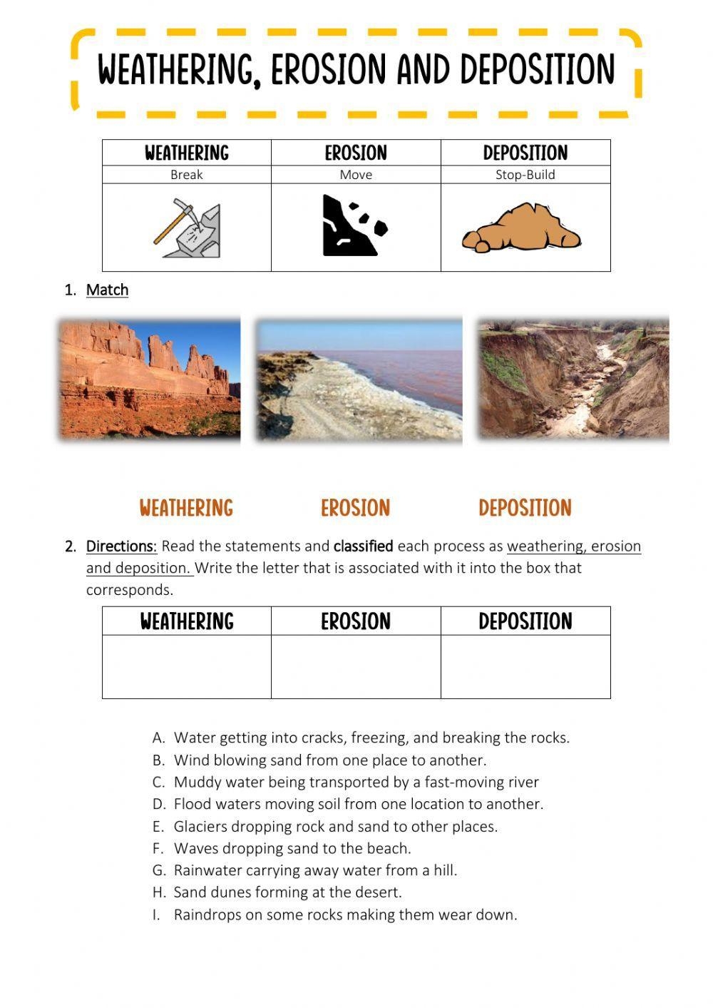 Weathering Erosion And Deposition Worksheet Live Worksheets Worksheets Library