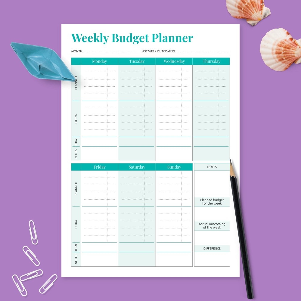Free Printable Weekly Budget Worksheet